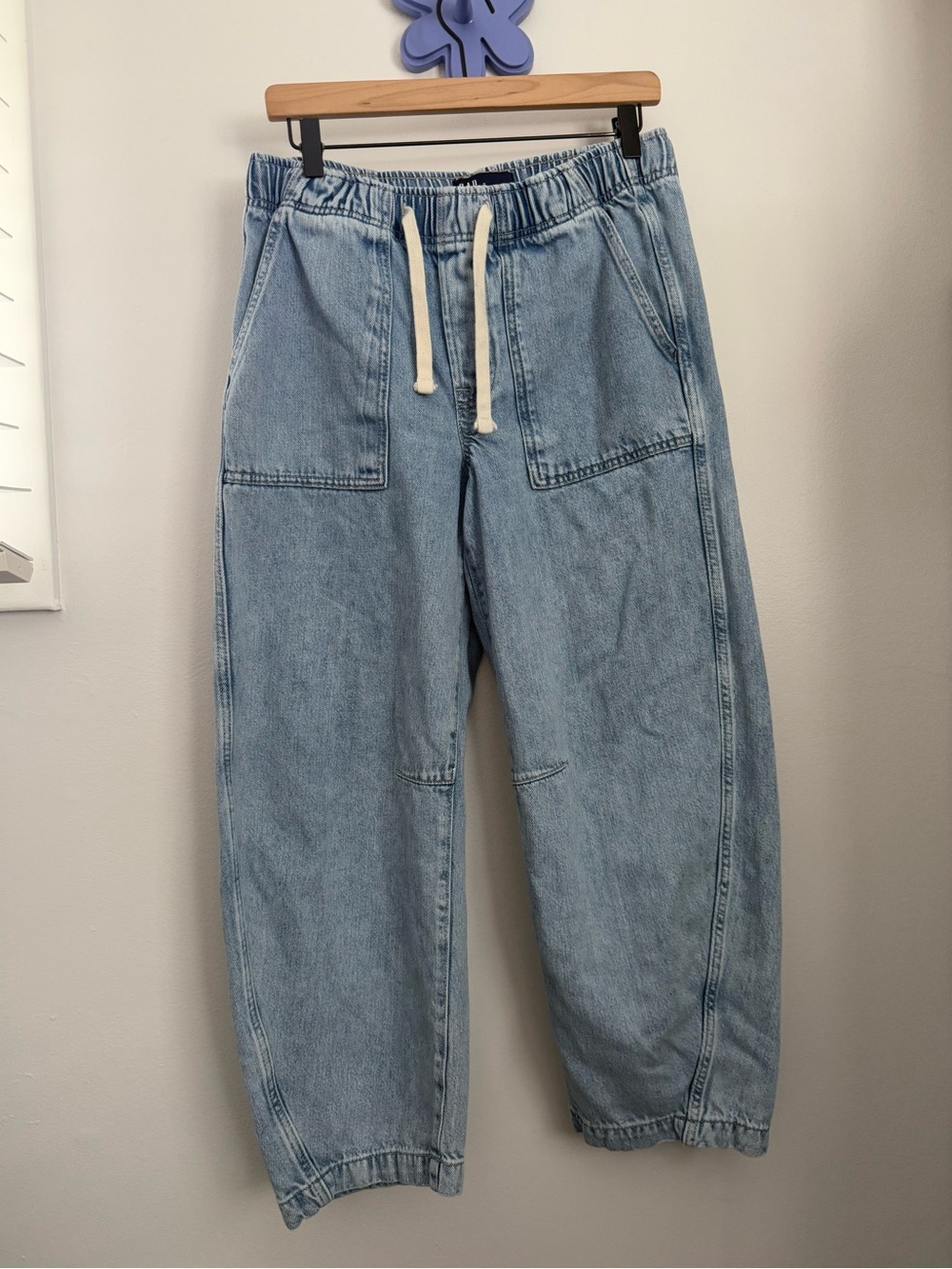 Gap Small Pull On Barrel Jeans Light Wash Drawstring